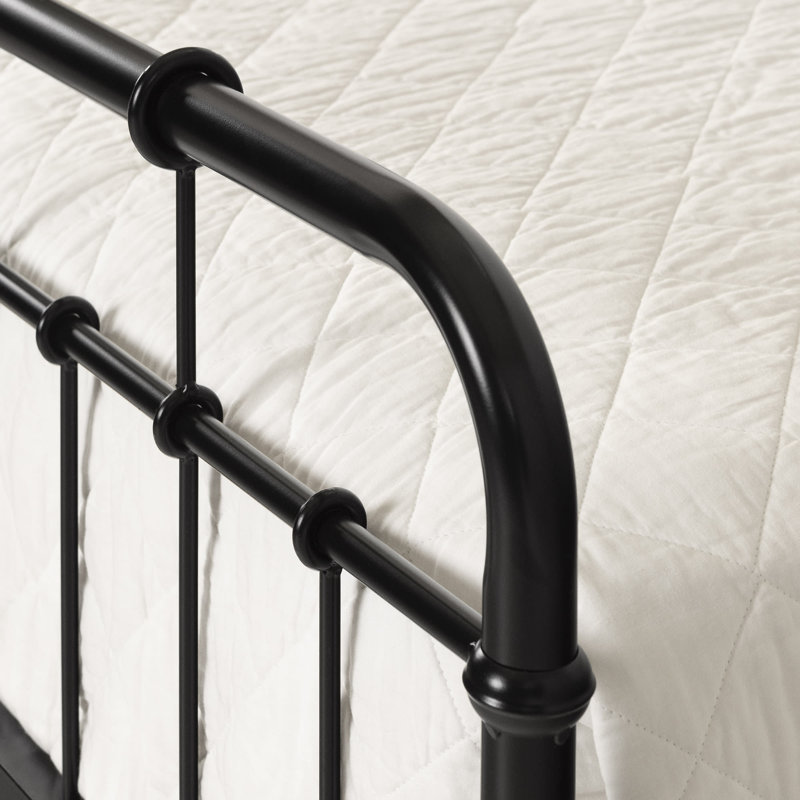 Twin Black Metal Platform Bed with Headboard