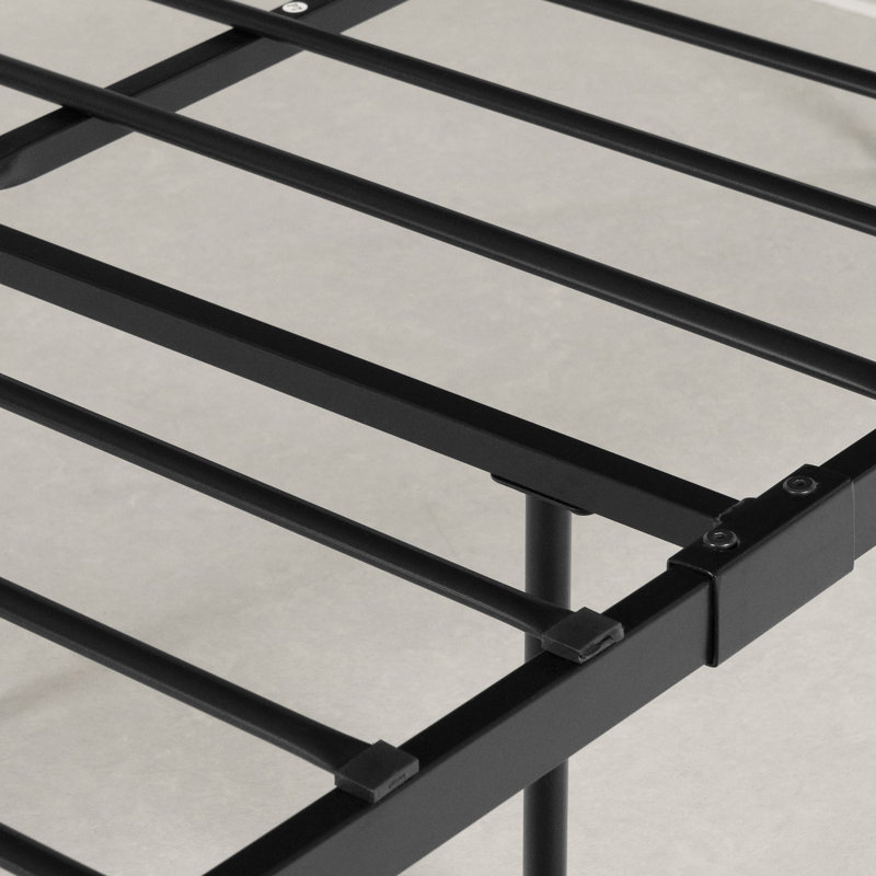 Twin Black Metal Platform Bed with Headboard