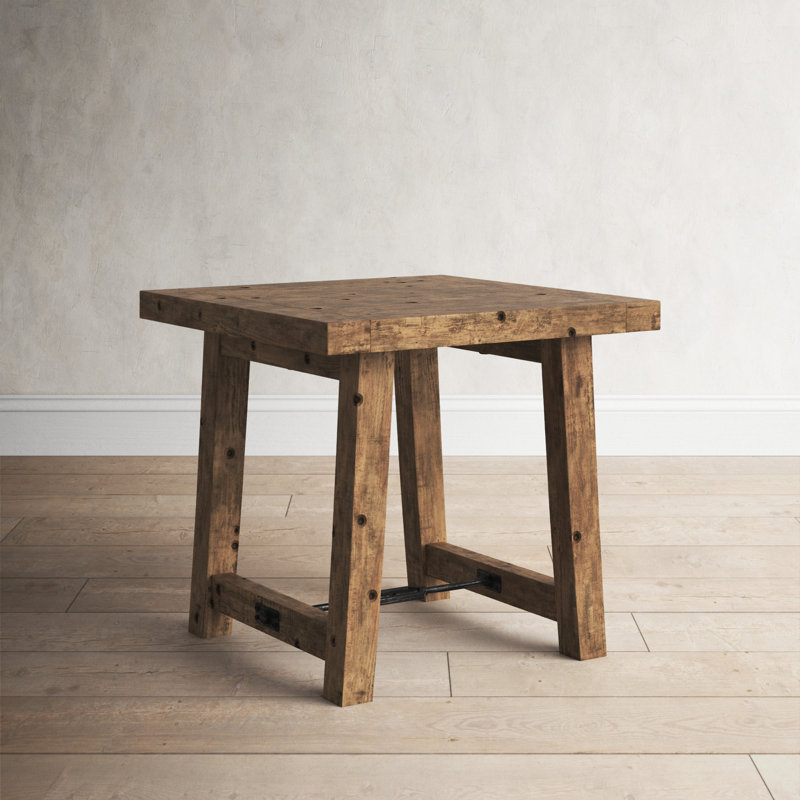 Tuscany Reclaimed Pine and Metal 26" Square End Table - Weathered Taupe