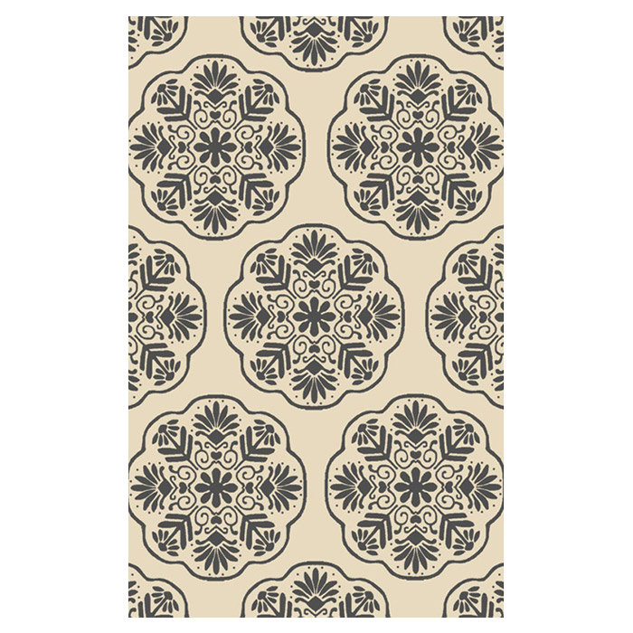 Ivory Charcoal Hand-Tufted Wool & Viscose 4' x 6' Area Rug