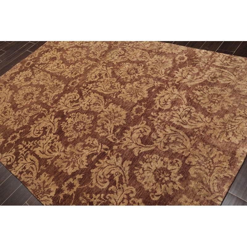 Satya Hand-Knotted Brown and Beige Wool Oriental Rug 6' x 9'
