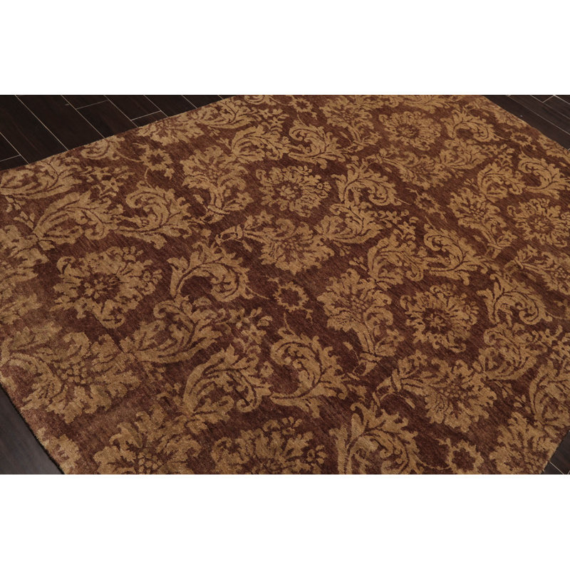 Satya Hand-Knotted Brown and Beige Wool Oriental Rug 6' x 9'