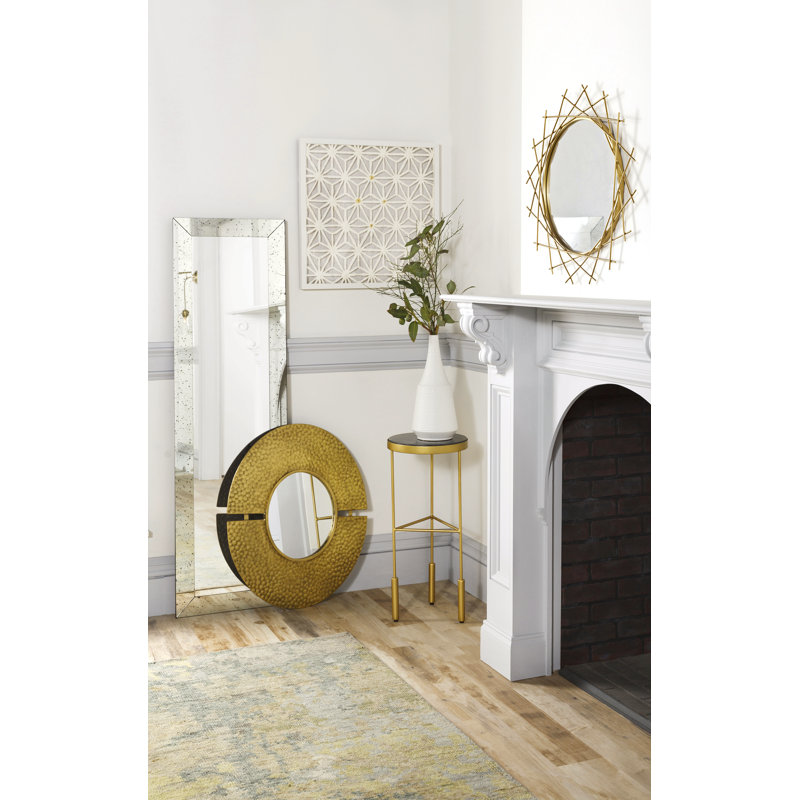 Alicia Speckled Beveled Wood Full-Length Mirror 44" x 20"