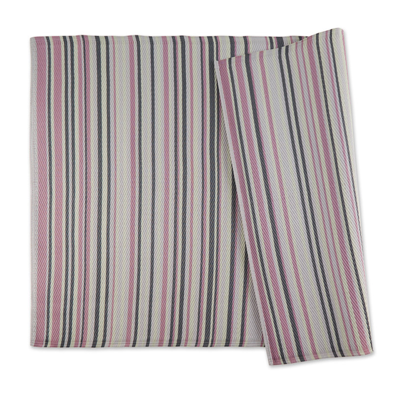 Blue and Multicolor Striped 4' x 6' Outdoor Rug