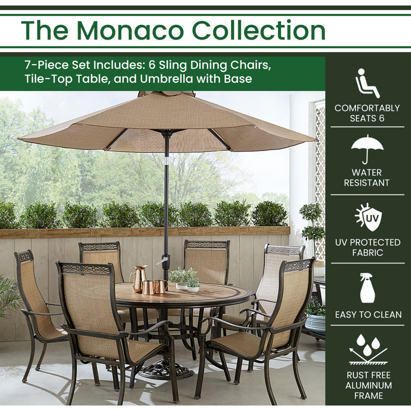 Elegant Monaco 6-Person Round Outdoor Dining Set with Golden-Bronze Finish