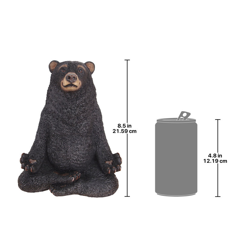 Zen Bear Meditation Garden Statue in Hand-Painted Resin