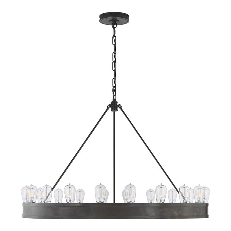 Aged Iron 20-Light Circular Candle Chandelier