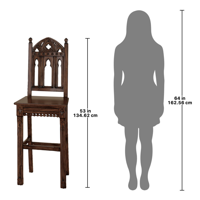 Sudbury Gothic 53" Dark Mahogany Wood Bar Stool