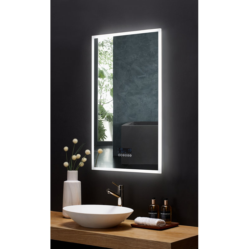 Rectangular Frameless LED Bathroom Vanity Mirror with Bluetooth