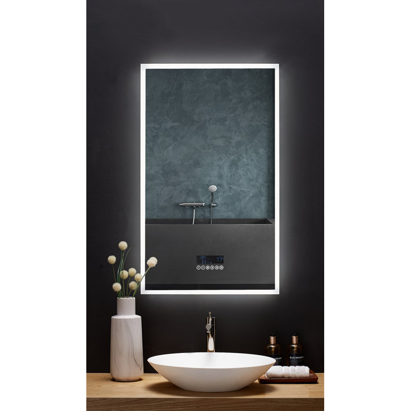 Rectangular Frameless LED Bathroom Vanity Mirror with Bluetooth
