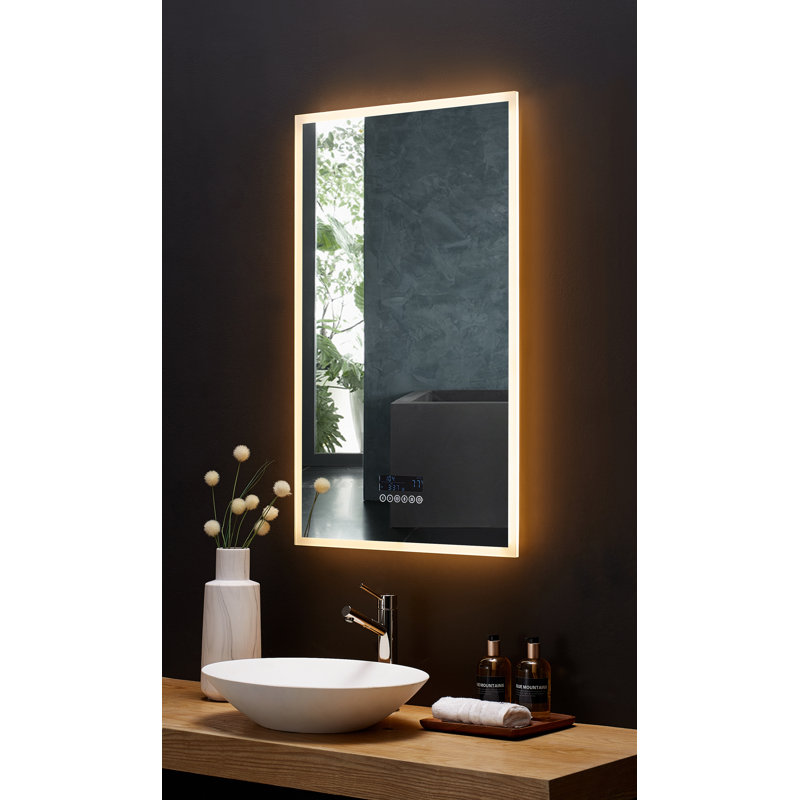 Rectangular Frameless LED Bathroom Vanity Mirror with Bluetooth
