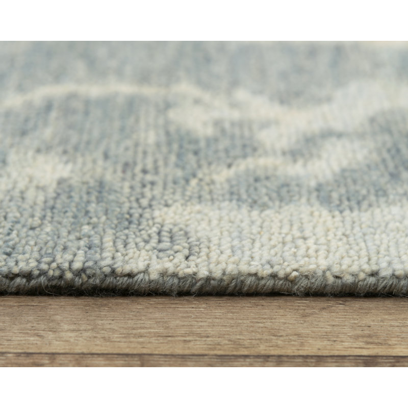 Elegant Ivory Floral Hand-Knotted Wool-Cotton Rug, 9' x 12'