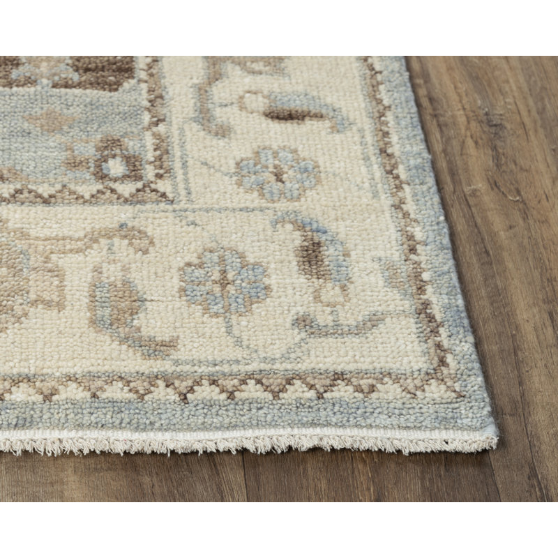 Gray Hand-Knotted Wool Rectangular 6' x 9' Rug