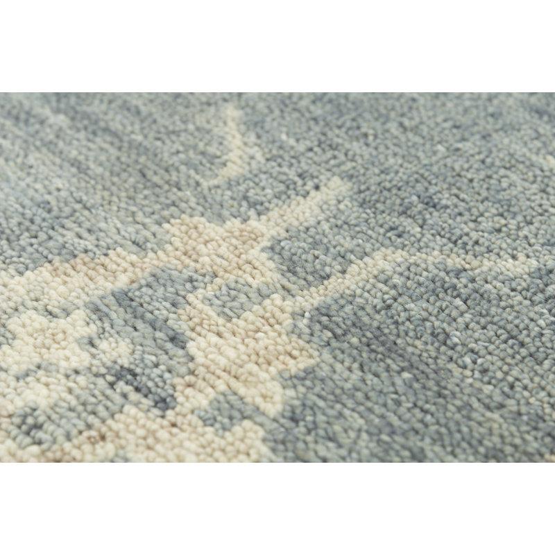 Elegant Ivory Floral Hand-Knotted Wool-Cotton Rug, 9' x 12'