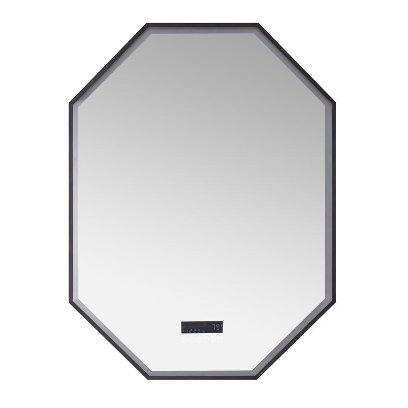 Otto 30" x 40" Black Aluminum Octagonal LED Vanity Mirror