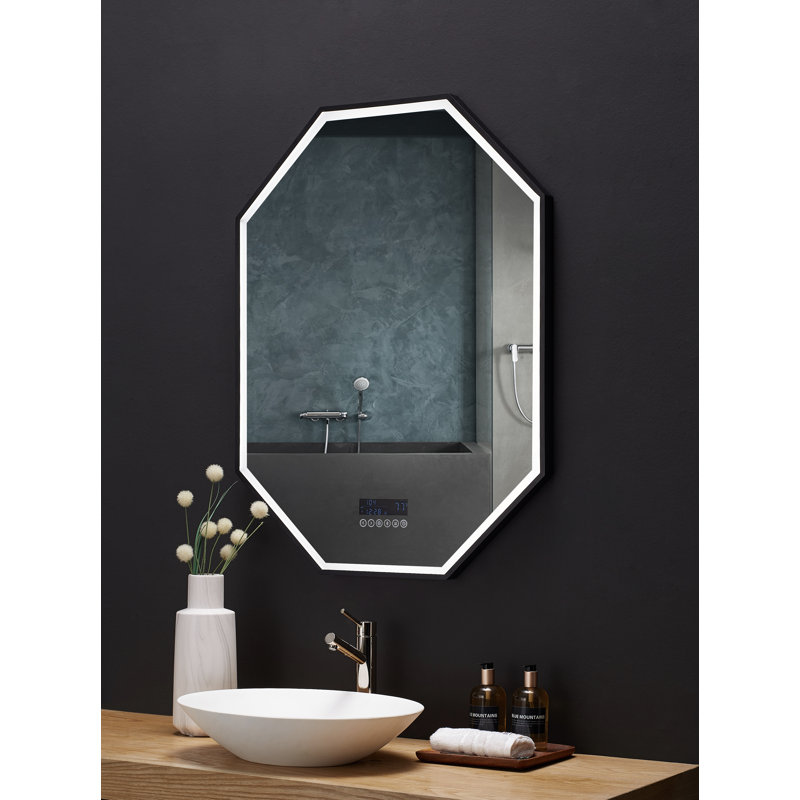 Otto 30" x 40" Black Aluminum Octagonal LED Vanity Mirror