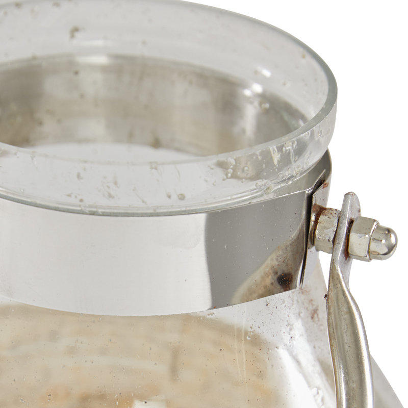 Clear Glass Hanging Candle Lantern with Metal Handle