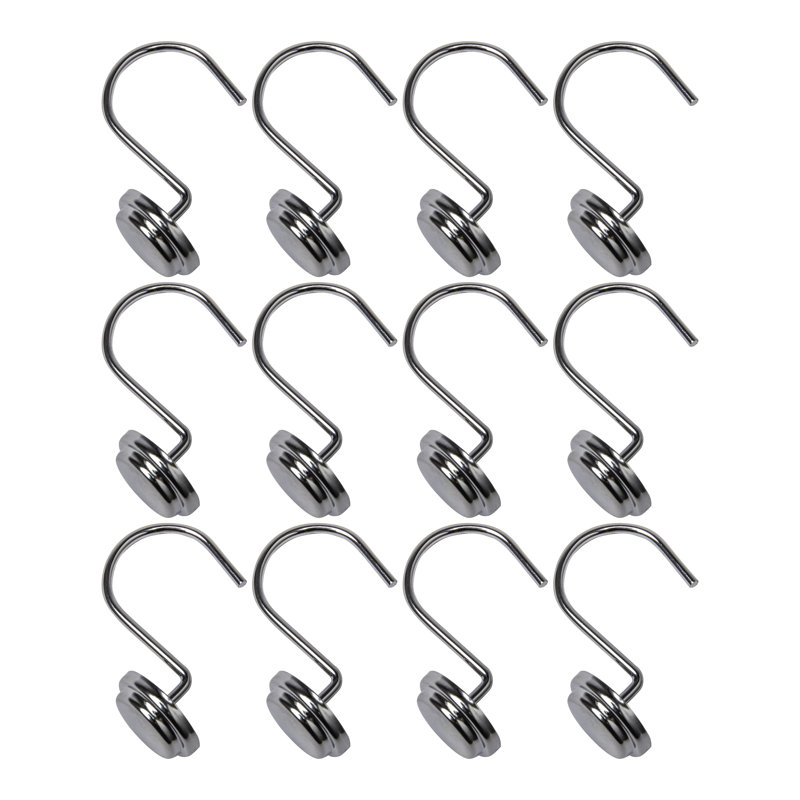 Chrome Heavy-Duty Rust Resistant Shower Curtain Hooks Set of 12
