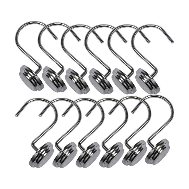 Chrome Heavy-Duty Rust Resistant Shower Curtain Hooks Set of 12