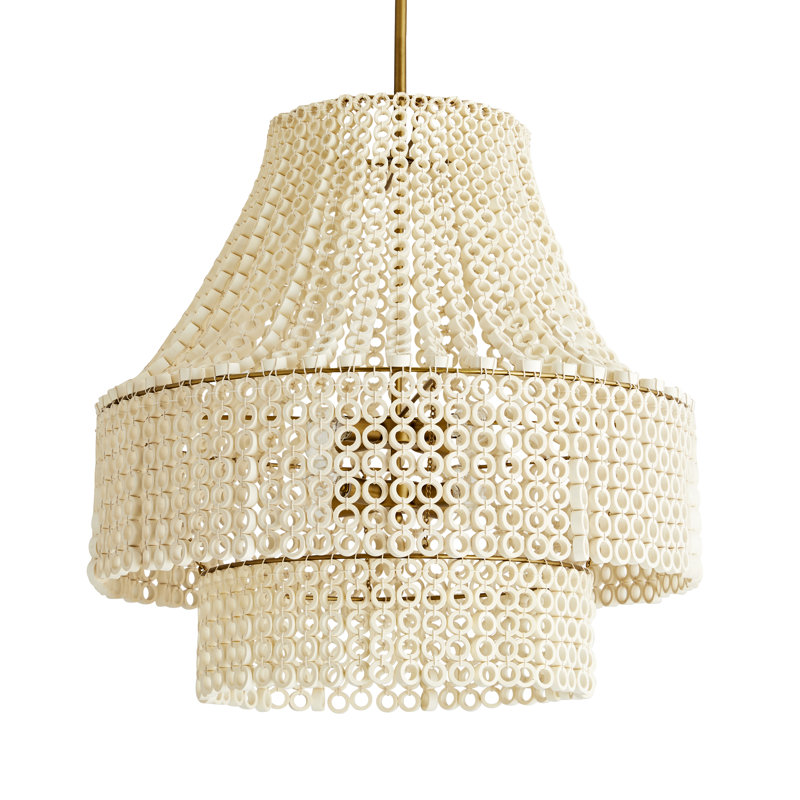 Hannie White Beaded Wood Empire Chandelier