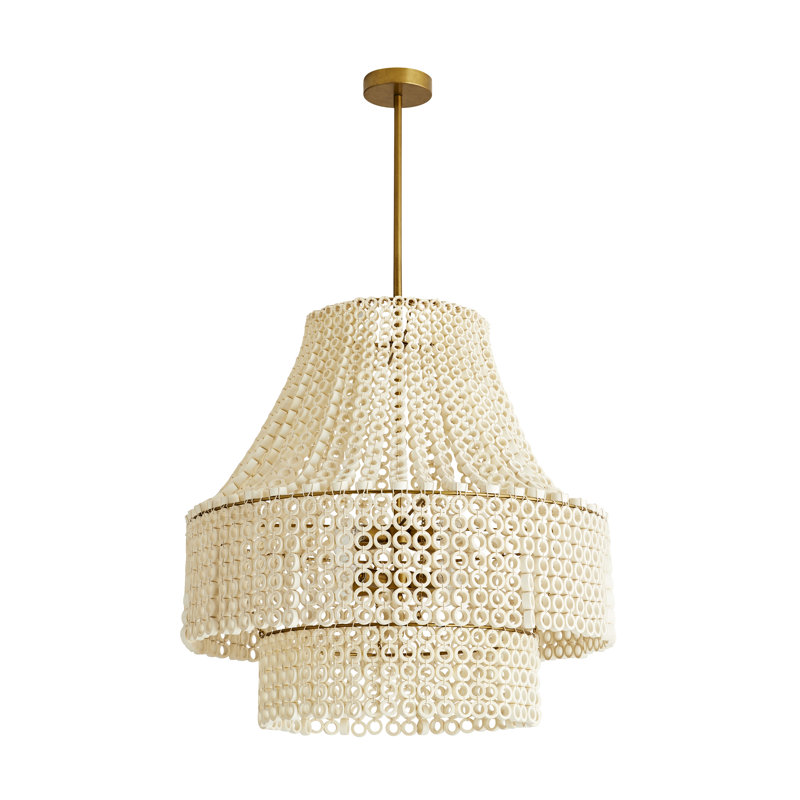 Hannie White Beaded Wood Empire Chandelier