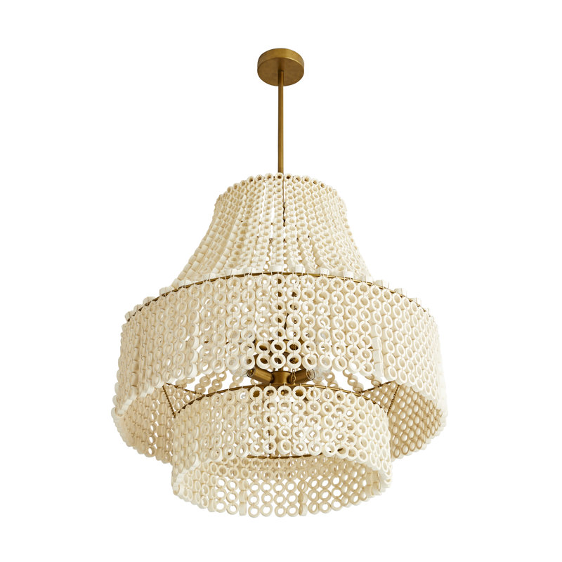 Hannie White Beaded Wood Empire Chandelier