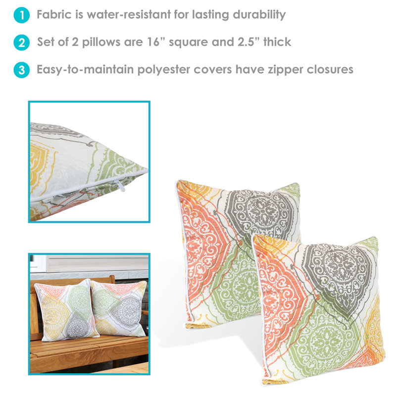 Muted Damask Mandalas Square Polyester Throw Pillows Set