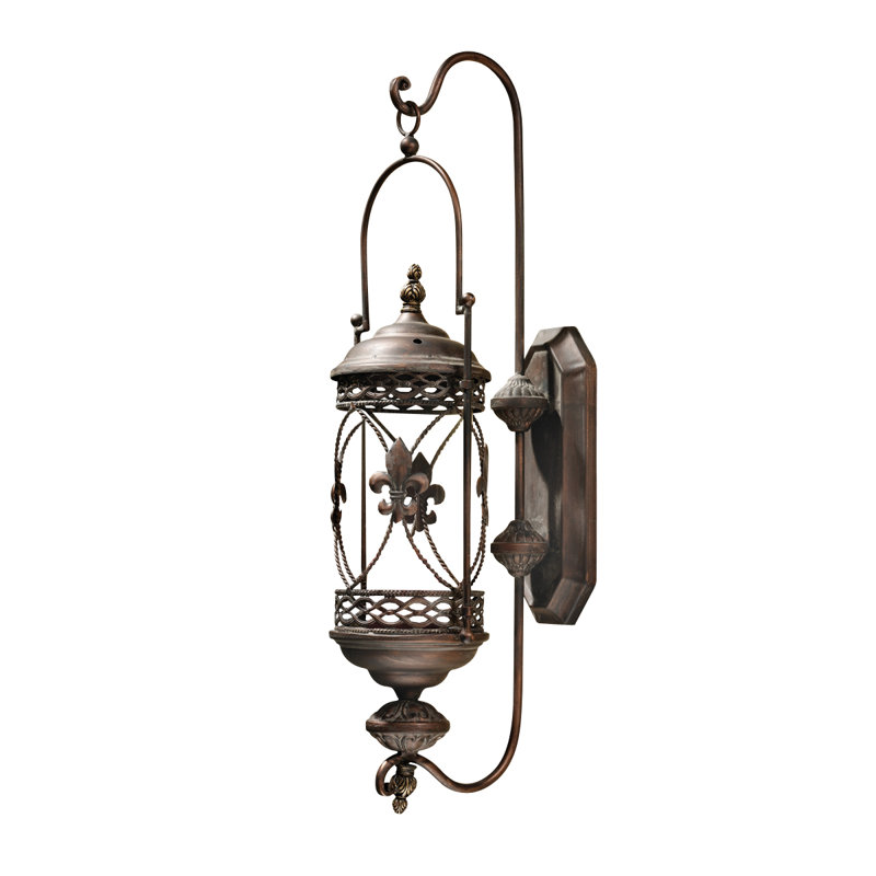 Les Champs Toulon Vintage Copper-Finish Fleur-de-Lis Lantern