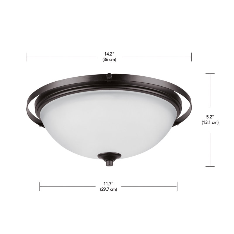 Elegant Bronze and Frosted Glass 14" Globe Flush Mount Light