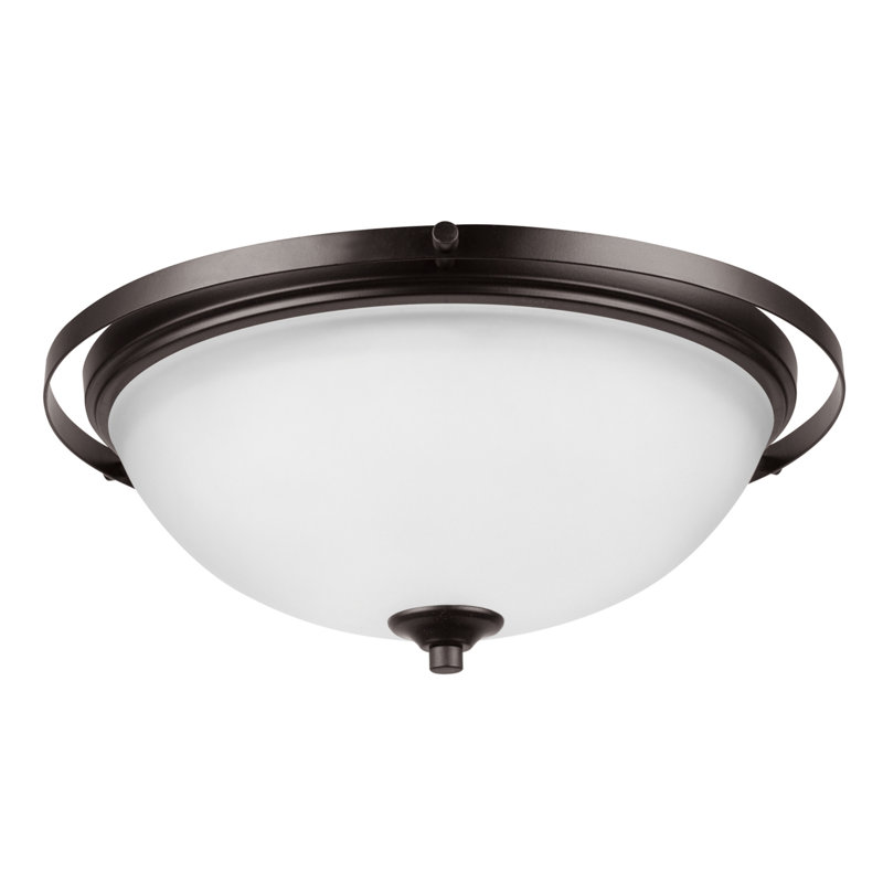 Elegant Bronze and Frosted Glass 14" Globe Flush Mount Light