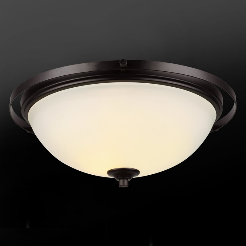Elegant Bronze and Frosted Glass 14" Globe Flush Mount Light