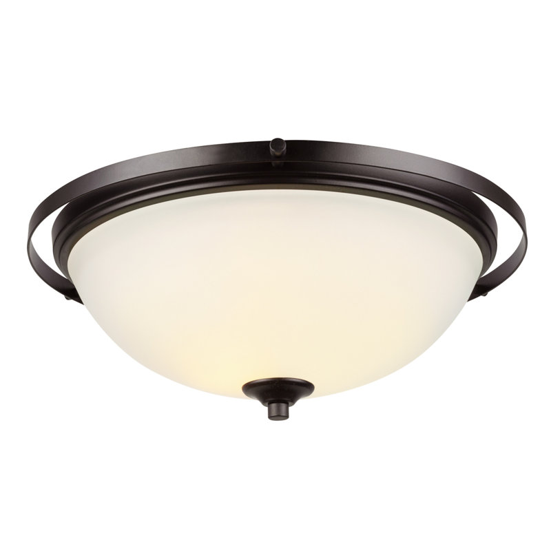 Elegant Bronze and Frosted Glass 14" Globe Flush Mount Light