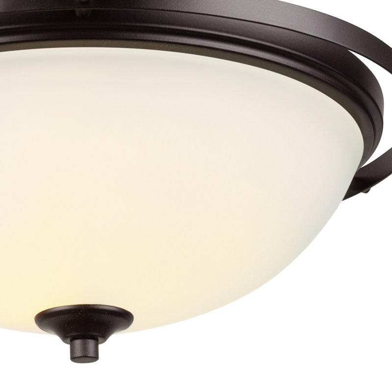 Elegant Bronze and Frosted Glass 14" Globe Flush Mount Light