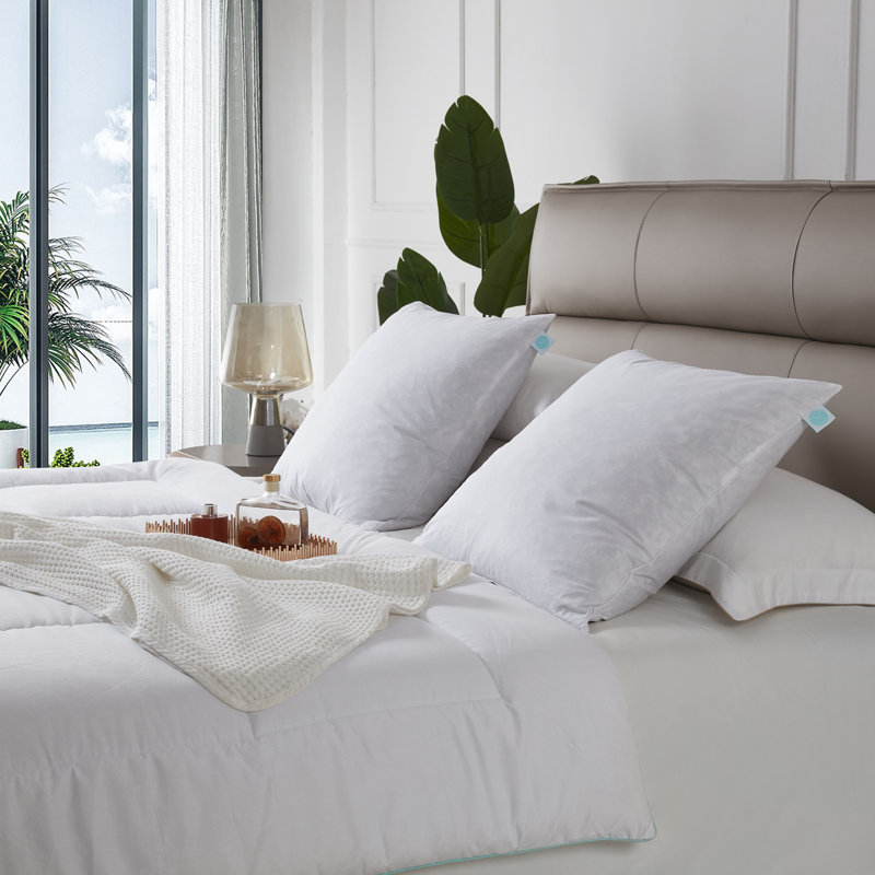 20x20'' White Cotton Feather Fill Decorative Pillow Set