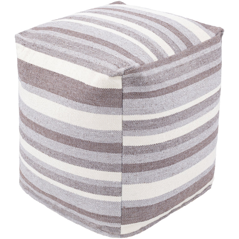 Lori Eco-Friendly Cream & Medium Gray Cotton Pouf