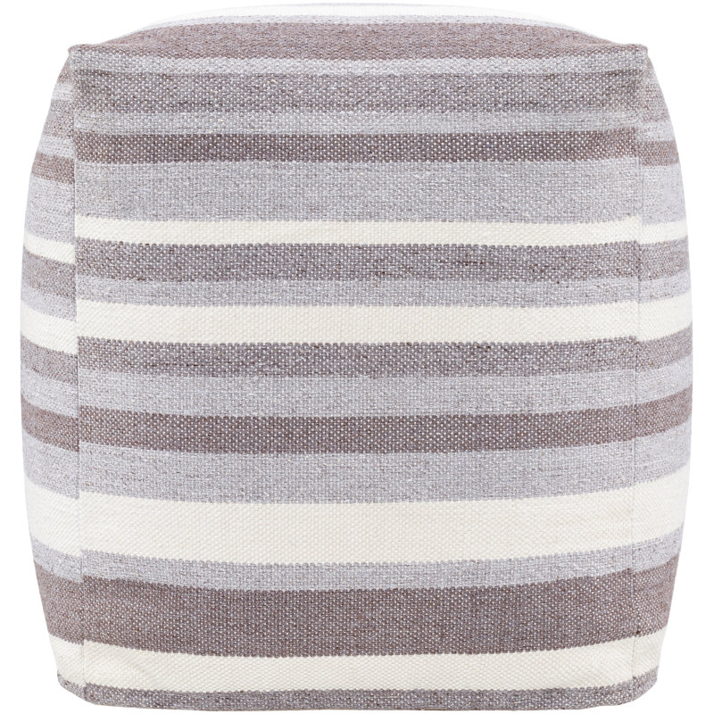 Lori Eco-Friendly Cream & Medium Gray Cotton Pouf