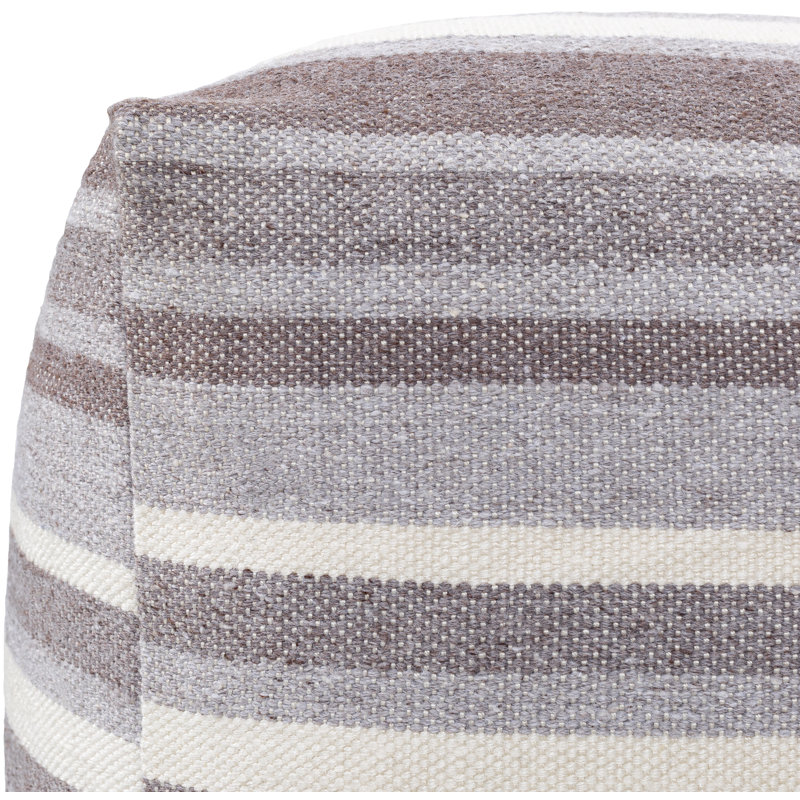Lori Eco-Friendly Cream & Medium Gray Cotton Pouf