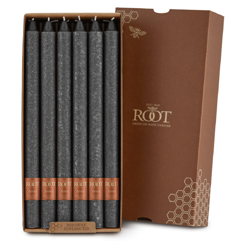 Elegant Stone Beeswax 12" Taper Dinner Candles, Set of 12