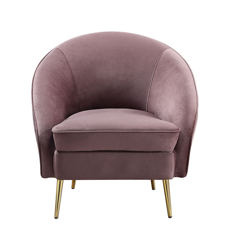 Elegant Pink Velvet Accent Chair with Gold Metal Legs