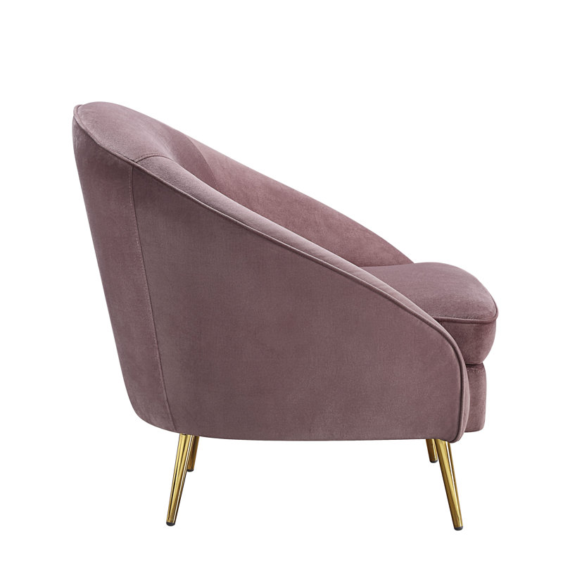 Elegant Pink Velvet Accent Chair with Gold Metal Legs