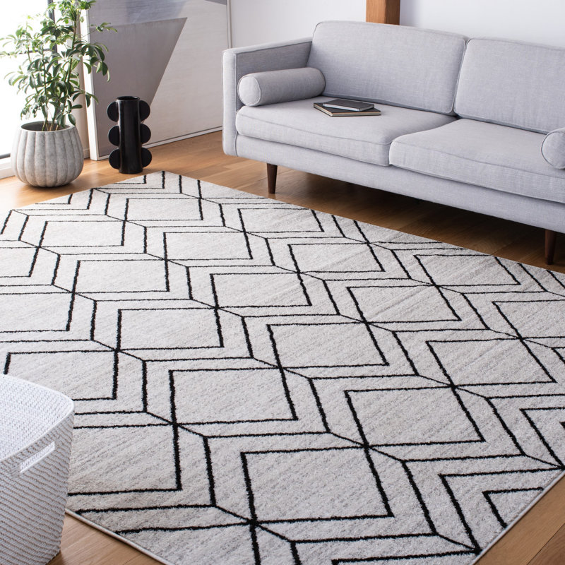 Adirondack Chic Black Geometric 9' x 12' Synthetic Area Rug
