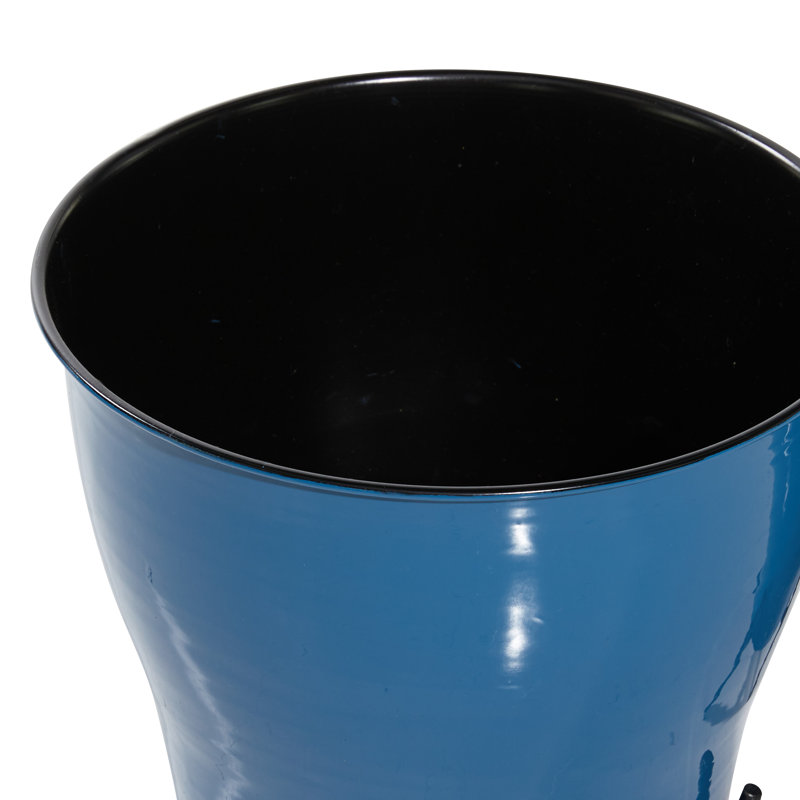 Blue Solid Round Metal Planter Set, 9" and 12"H with Gold X-Stands