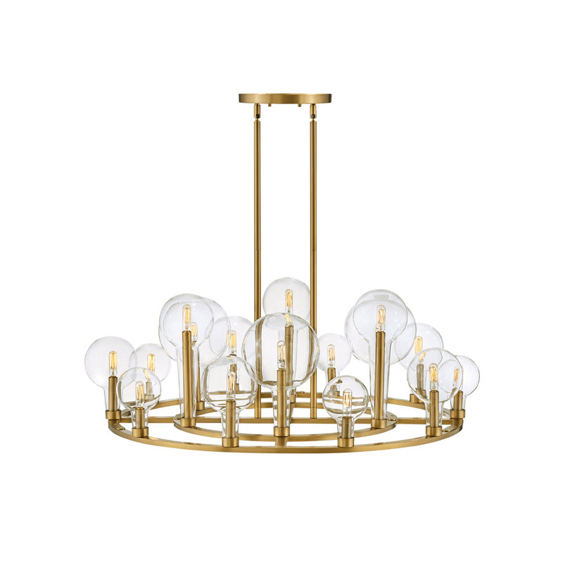 Alchemy Tapered Globe 16-Light Lacquered Brass Cage Chandelier