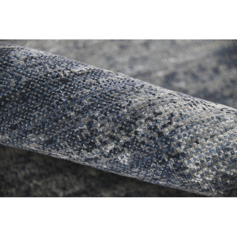Dazzle Blue Hand-Knotted Wool and Silk 9' x 12' Area Rug