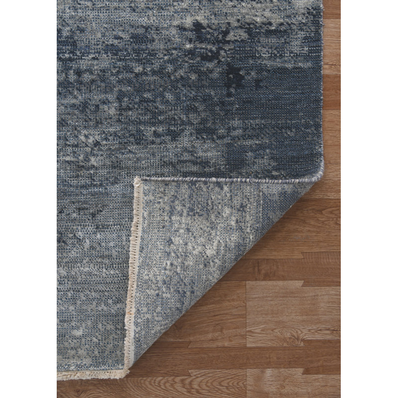 Dazzle Blue Hand-Knotted Wool and Silk 9' x 12' Area Rug