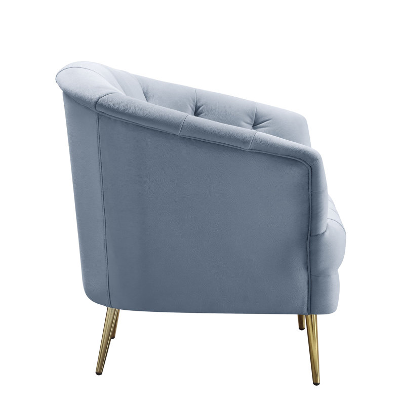 Emilliano 33" Gray Velvet and Wood Modern Accent Chair
