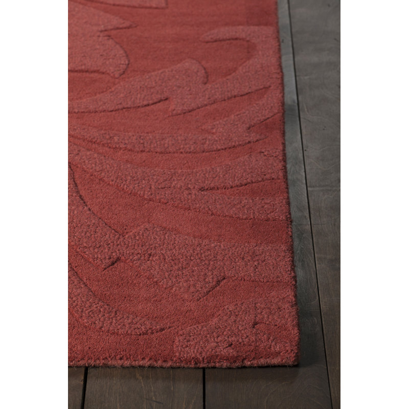 Handmade Jaipur Floral Wool Rug 7' x 10' in Red