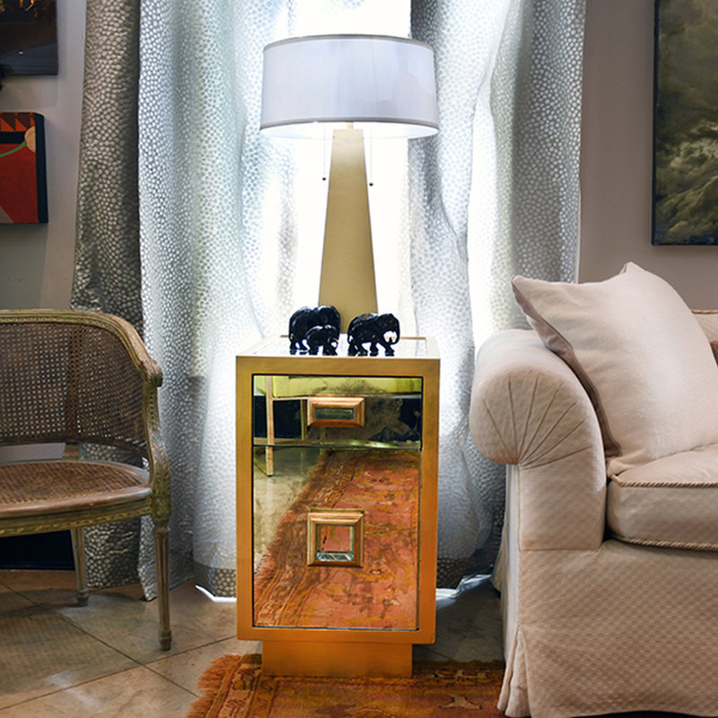 Cisco Gold Leaf Mirrored Accent Cabinet with Storage