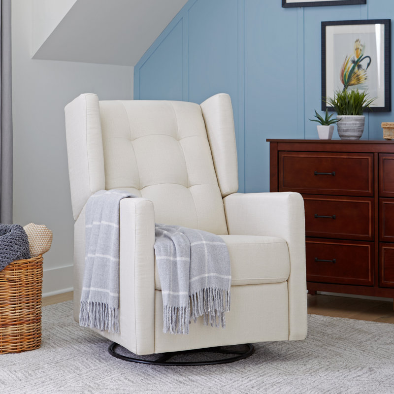 Maddox Natural Oat Swivel Recliner with Sustainable Wood