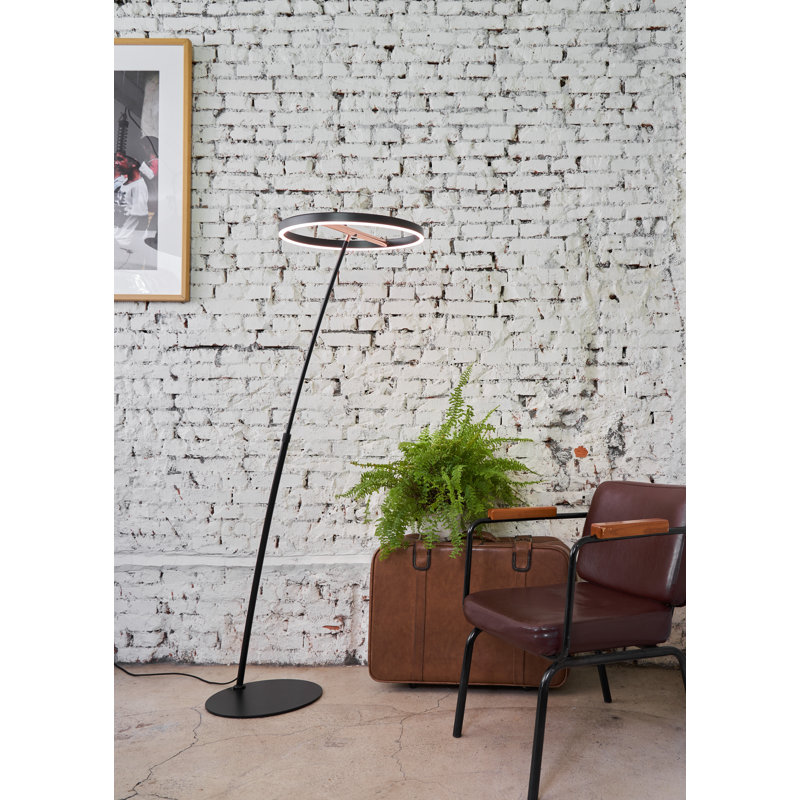 Adjustable Arc Black LED Arched Floor Lamp with Dimmer